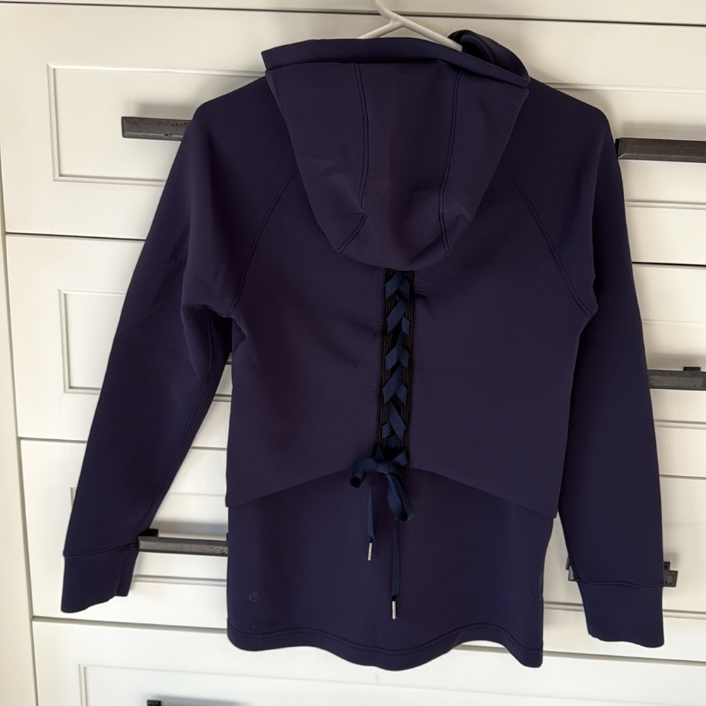 Lululemon Long-Sleeve zip up jacket hoodie with Lace-Up Back